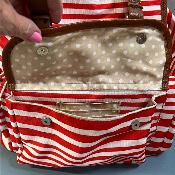Awesome Jessica Simpson Red and White Striped Backpack - Picture 10 of 14